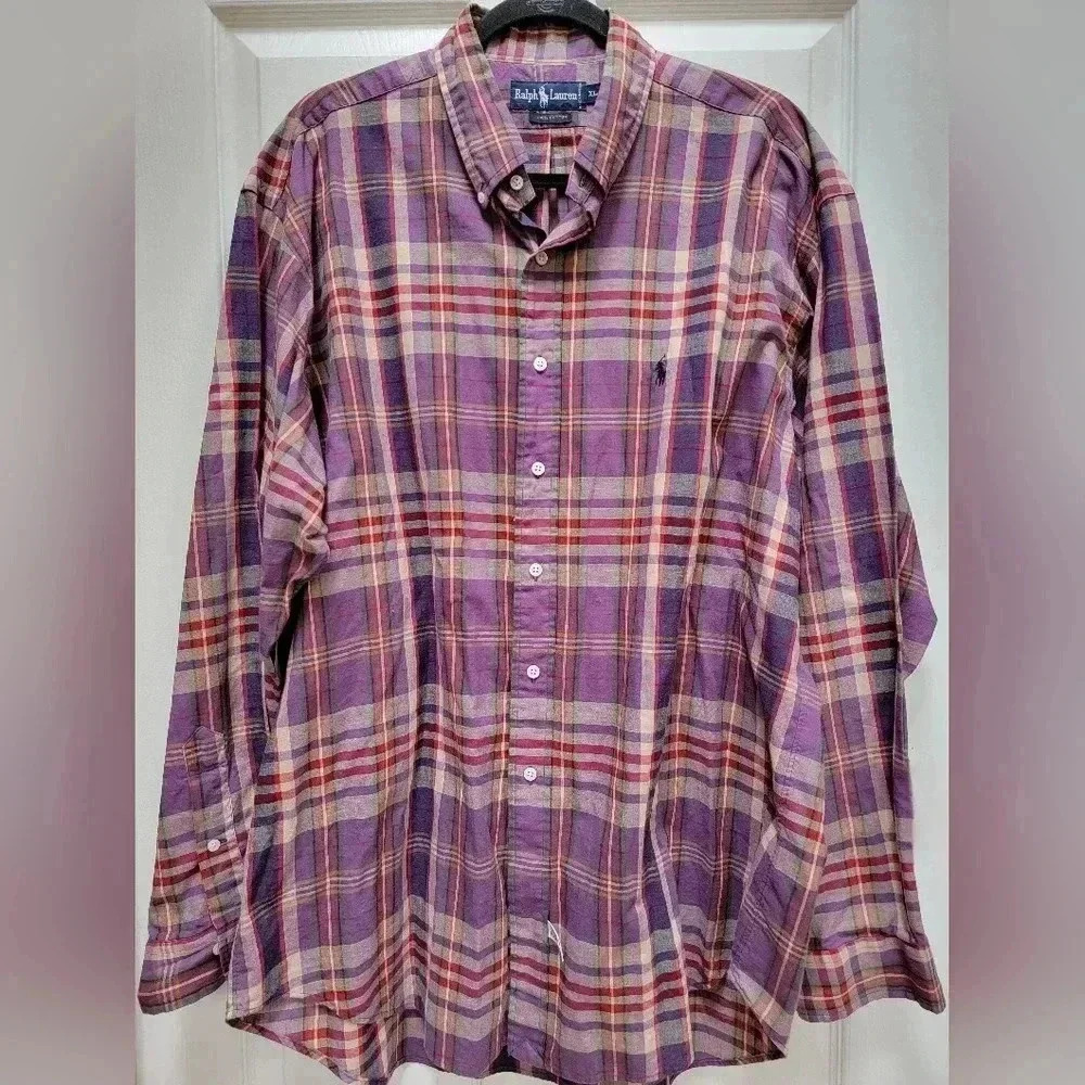 Ralph Lauren Blue Label Men's Plaid Button Down Casual Shirt Size XL